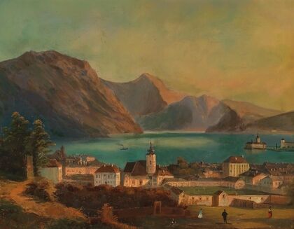 A View of Gmunden, in the Background Schloss Orth