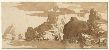 A View of Mountains Across a Lake (1632)