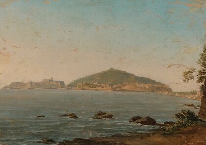 A View Of Naples From The Portici, The Castel Dell’ovo On The Left