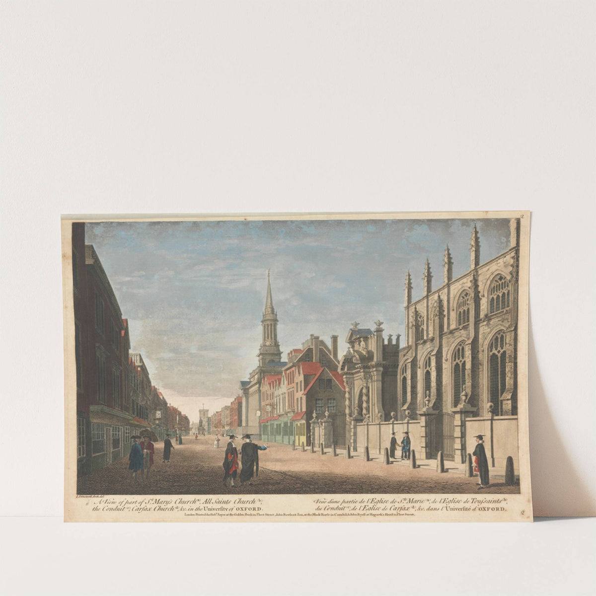A View of part of St. Mary's Church (a), All Saints Church (b), the Conduit (c), Carfax Church (d), &amp; c. in the University of Oxford by John Donowell