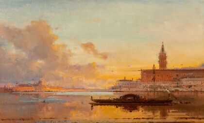 A view of the Doge’s Palace at sunset