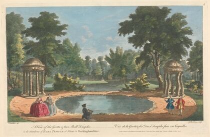 A View of the Grotto & Two Shell Temples in the Gardens of Earl Temple at Stow, in Buckinghamshire