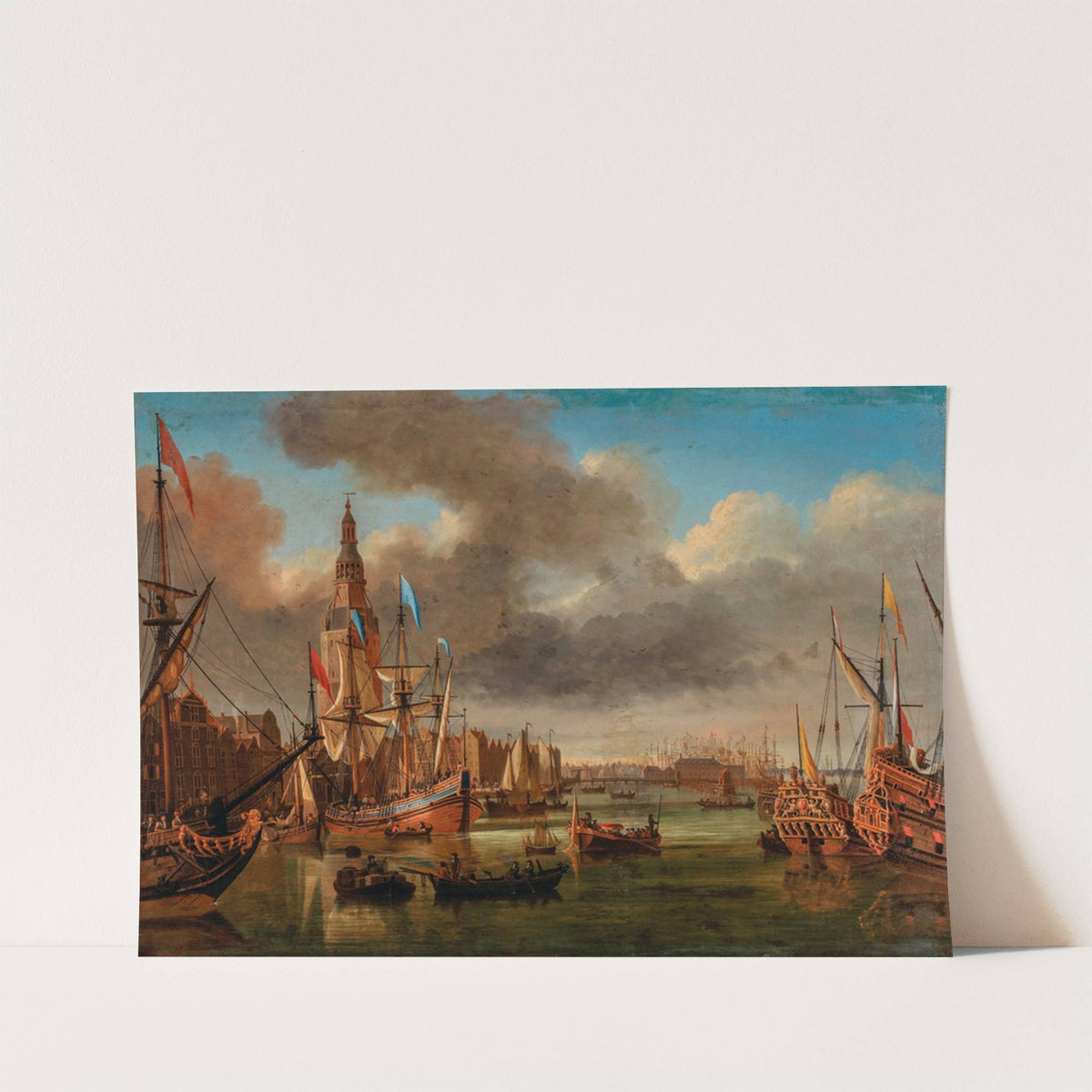 A view of the IJ, Amsterdam, with the Haringpakkerstoren and the Nieuwe Stadsherberg in the distance by Jan Karel Donatus van Beecq