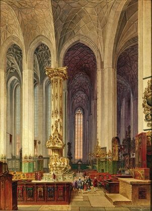 A View of the Rococo Pulpit of St Mary’s Church in Gdańsk (1863)