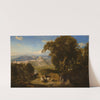A view of the Umbrian campagna with Spoleto in the distance and a goatherd and his flock in the foreground by Thomas Hartley Cromek