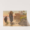A view of two water gatherers by a mosque by Odoardo Toscani