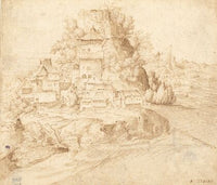 A Village Nestled at the Foot of a Hill (recto)