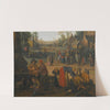 A village scene with numerous peasants and a travelling merchant by Joost Cornelisz Droochsloot