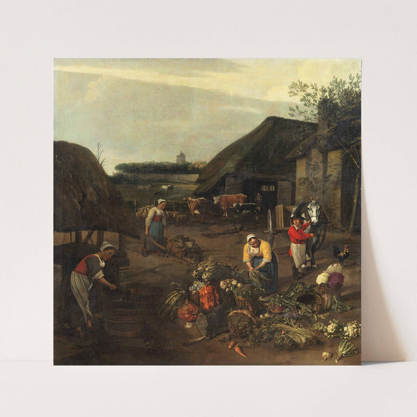A village scene with peasants at work by Jan Siberechts