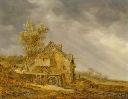 A water mill with figures in a landscape (1637)
