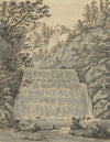 A Waterfall in Switzerland with a Resting Wayfarer