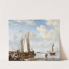 A wijdschip and a kaag in an inlet close to a sea-wall by Willem van de Velde the Younger