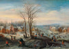 A winter landscape with numerous figures in a village