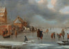 A winter landscape with skaters on the ice