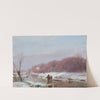 A winter Landscape With Wood Gatherers On The Ice by Andreas Schelfhout