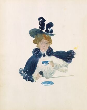 A woman drinking from a cup. (1895–1897)