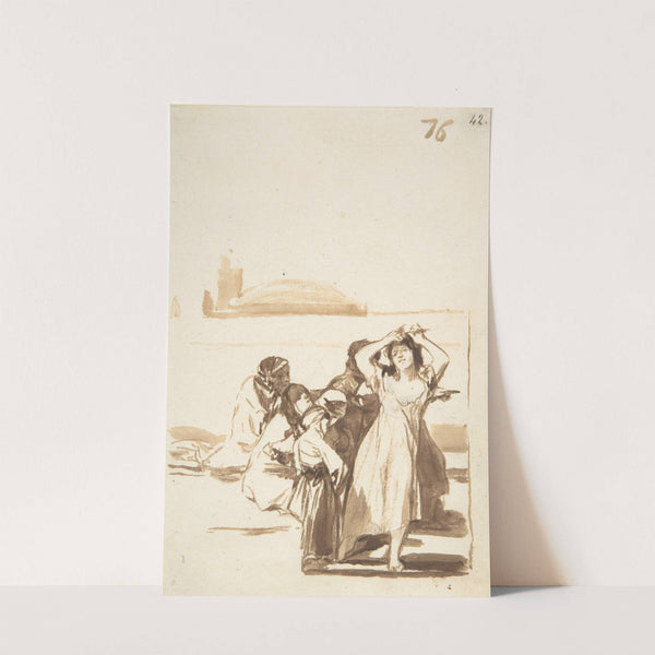 A woman pulling at her hair being watched by a group of figures (ca. 1812–20) by Francisco de Goya