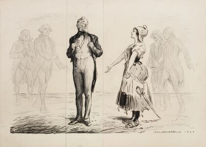 A woman representing France holds out her arms to Uncle Sam (1922)