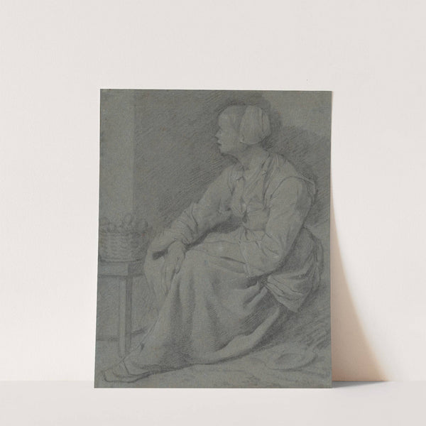 A Woman Seated Near a Basket on a Stool by Cornelis Pietersz. Bega