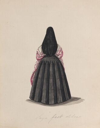 A woman wearing the saya viewed from behind