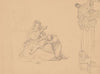 A woman with two children with a hand extended in a gesture of begging (1856)