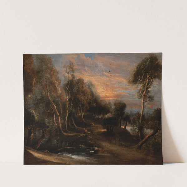 A wooded landscape at sunset by Peter Paul Rubens