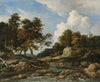 A Wooded River Landscape With A Bridge, A Church Beyond