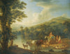 A Wooded River Landscape With A Woman On A Grey Horse With Animals Watering (1771)