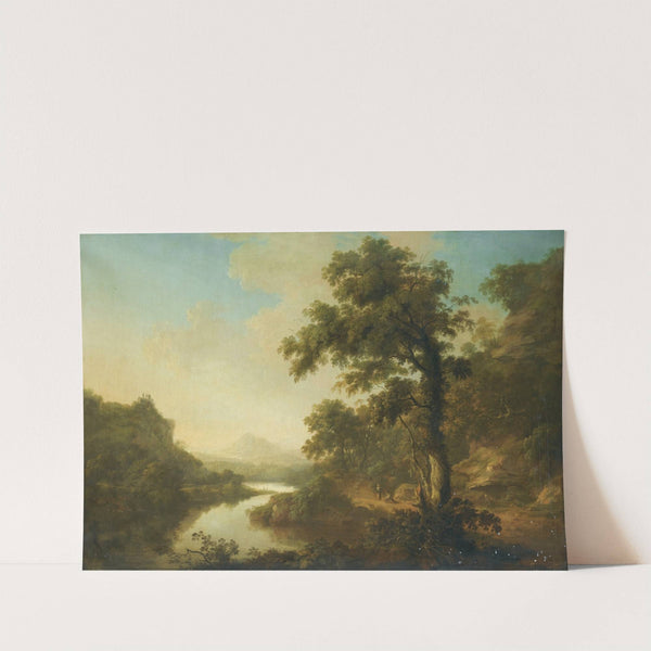 A Wooded River Landscape With Figures On A Path by Thomas Roberts