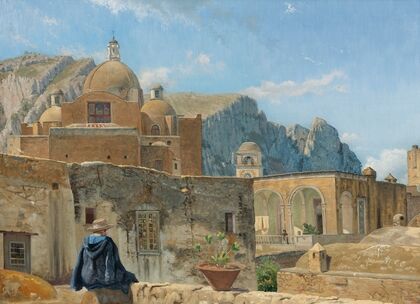 A Young Boy Seated On A Wall, Overlooking Capri