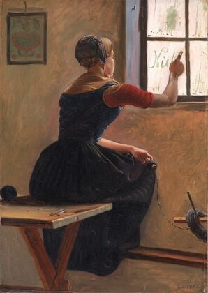 A Young Girl in Jutland Writing her Beloved’s Name on a Misty Window