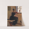 A Young Girl in Jutland Writing her Beloved&#039;s Name on a Misty Window by Christen Dalsgaard