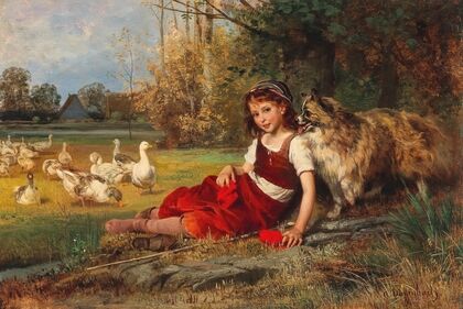 A Young Goose Girl Resting