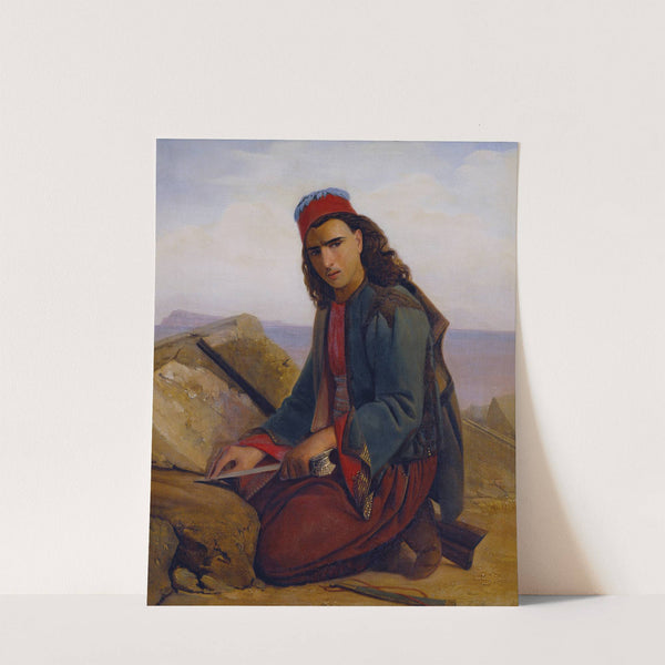 A Young Greek Sharpening His Dagger by Louis Léopold Robert