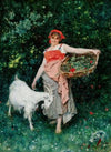 A Young Italian Woman with a Goat and a Flower Basket (1882)