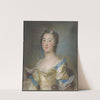 A Young Lady in a Yellow Gown with Blue Ribbons by Jean-Baptiste Perronneau