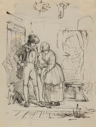 A young man and an elderly woman