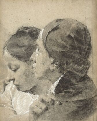 A Young Man Embracing a Girl