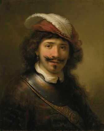A young man in a gorget with a plumed hat