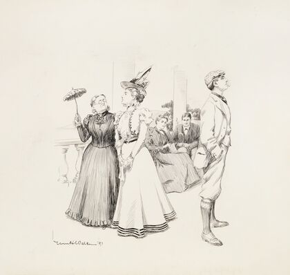 A young woman and a young man pointedly ignore each other at a party. (1897)