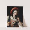 A young woman holding a mask and a pomegranate by Pietro Rotari