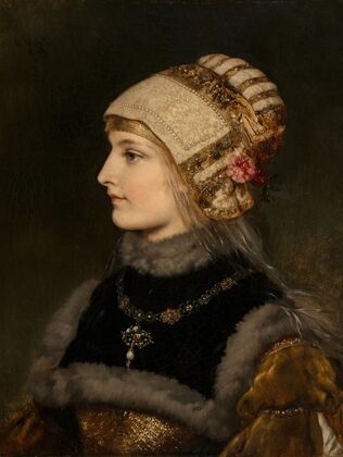 A young woman in Renaissance costume