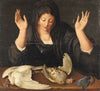 A young woman mourning a dead dove, a partridge, and a kingfisher