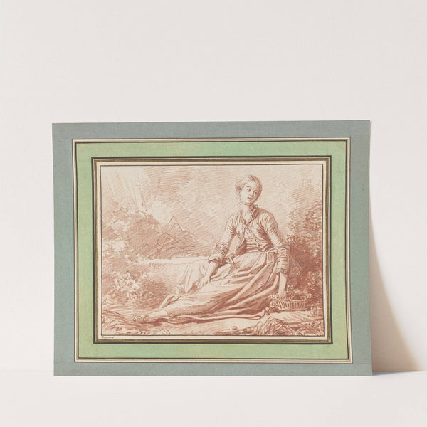 A Young Woman Seated on the Ground by Jean-Honoré Fragonard