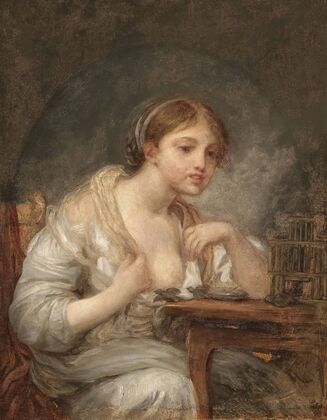 A Young Woman With a Birdcage