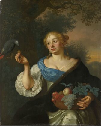 A young Woman with a Parrot
