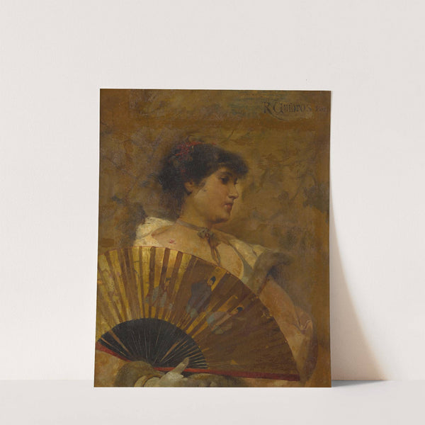 A young woman with Japanese fan by Raphael von Ambros