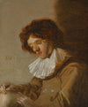 A Youth Holding A Flask
