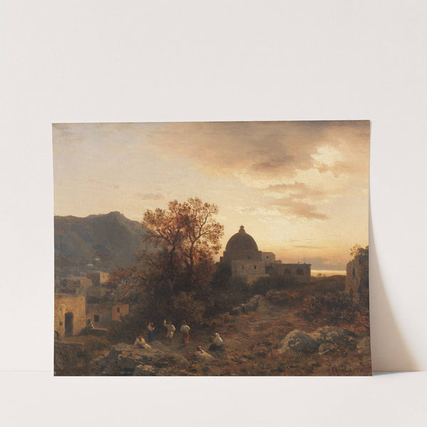 Abendstimmung an der italienischen Küste mit tanzenden Figuren (1866) by Albert Flamm