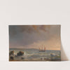 Abendstimmung über einer Meereslandschaft mit Segelbooten by Théodore Gudin